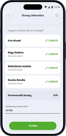 mobiltelefon-képernyő-összeg-szétosztása-közlemény-jóváhagyás